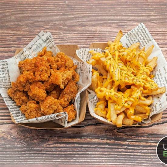 POPCORN CHICKEN+CHEESE FRIES 雞米花+芝士薯條